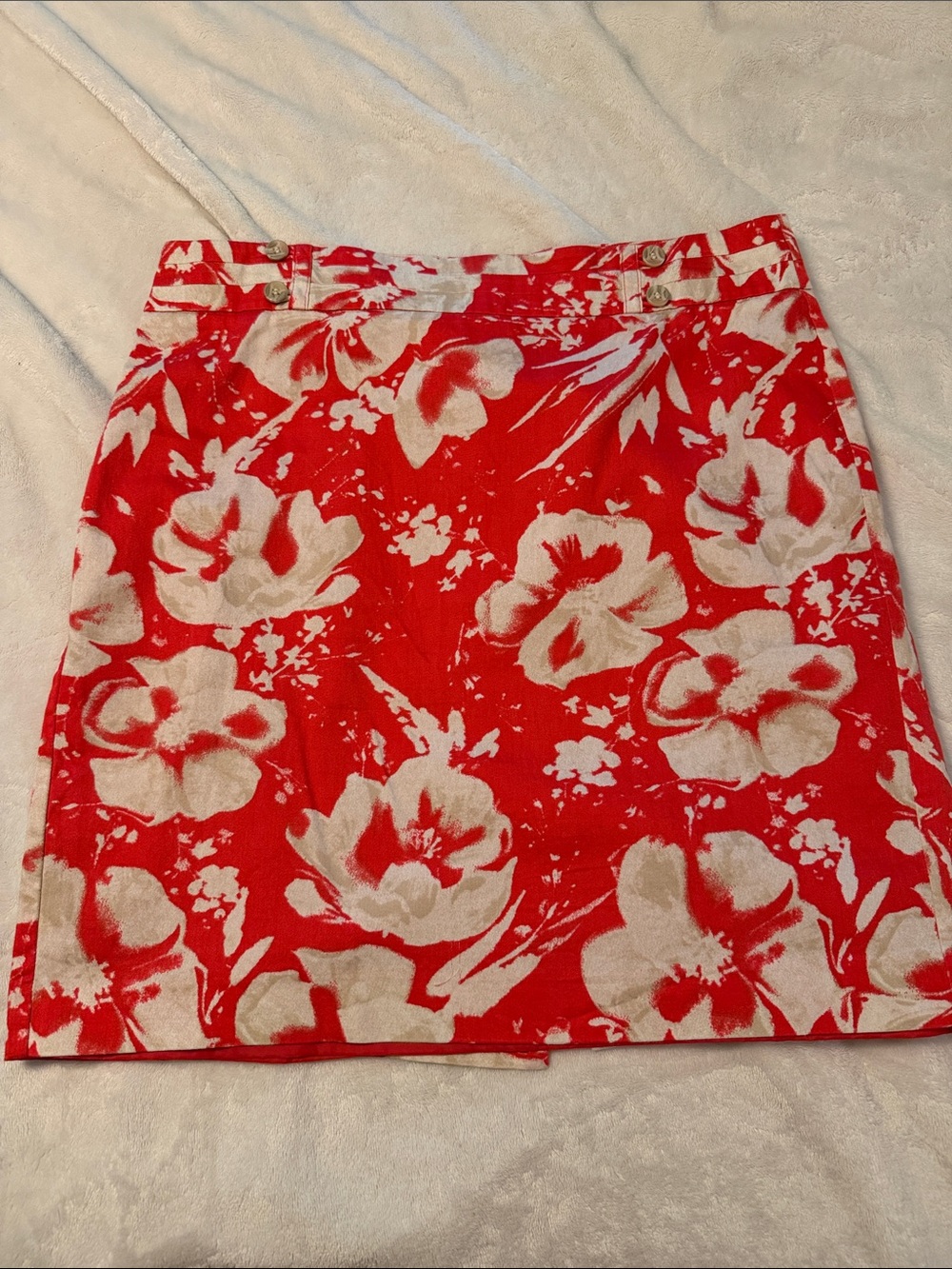 LOFT Red Floral Mini Skirt